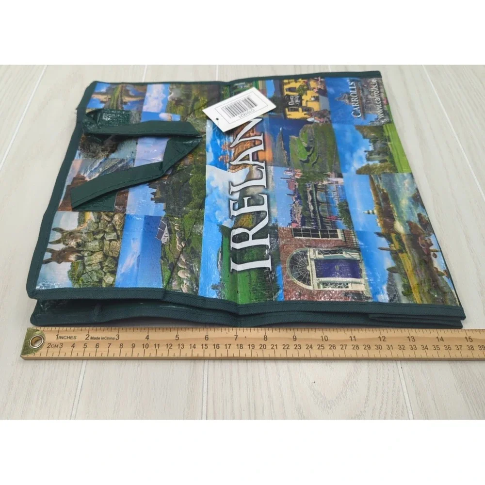 Ireland zippered top plastic coated Shopping Bag Green Carrolls Irish Gifts
